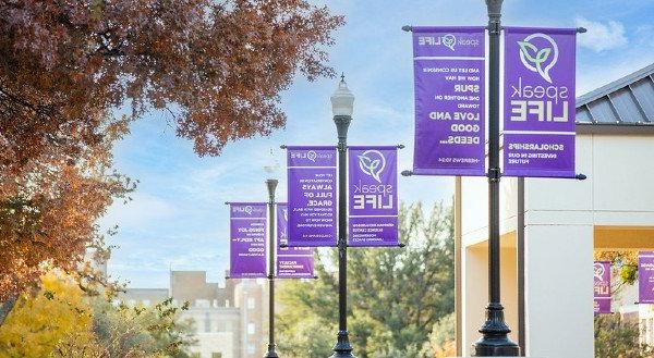 speakLIFE banners on campus